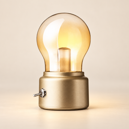 Luna Rechargeable Night Light in gold, studio hero