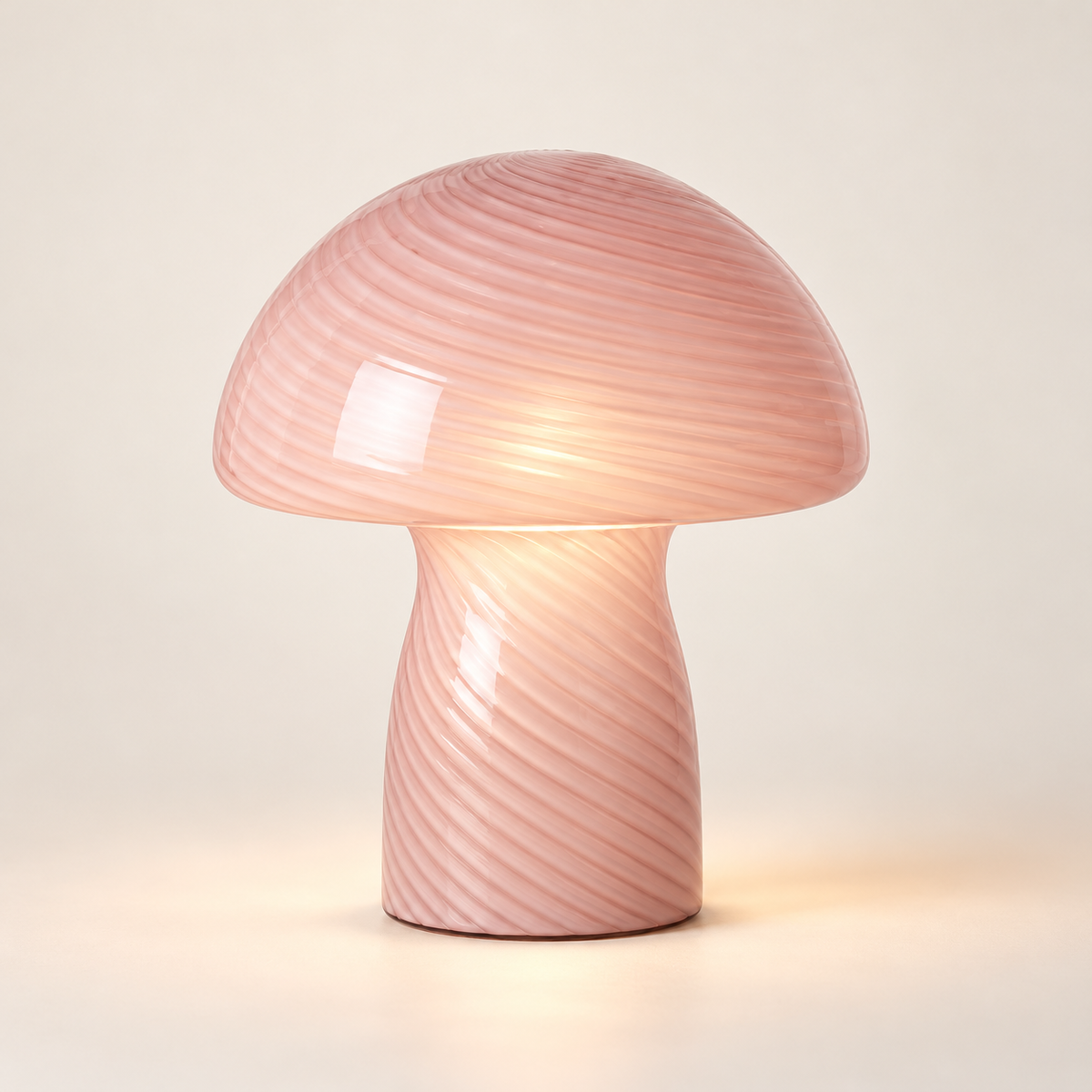 Margot Swirl Glass Mushroom Table Lamp – Blush Pink, studio hero