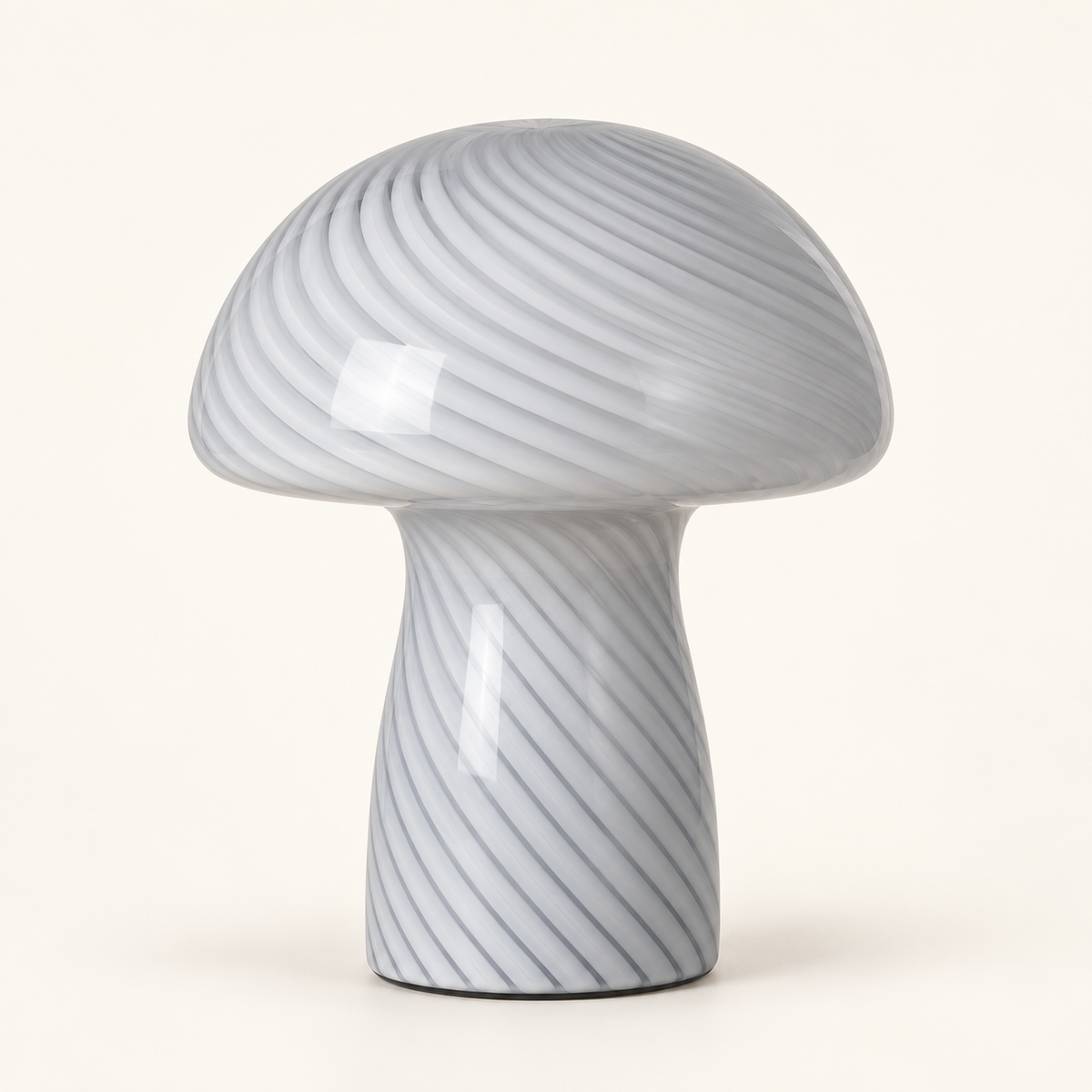 Margot Swirl Glass Mushroom Table Lamp – Grey & White, studio hero