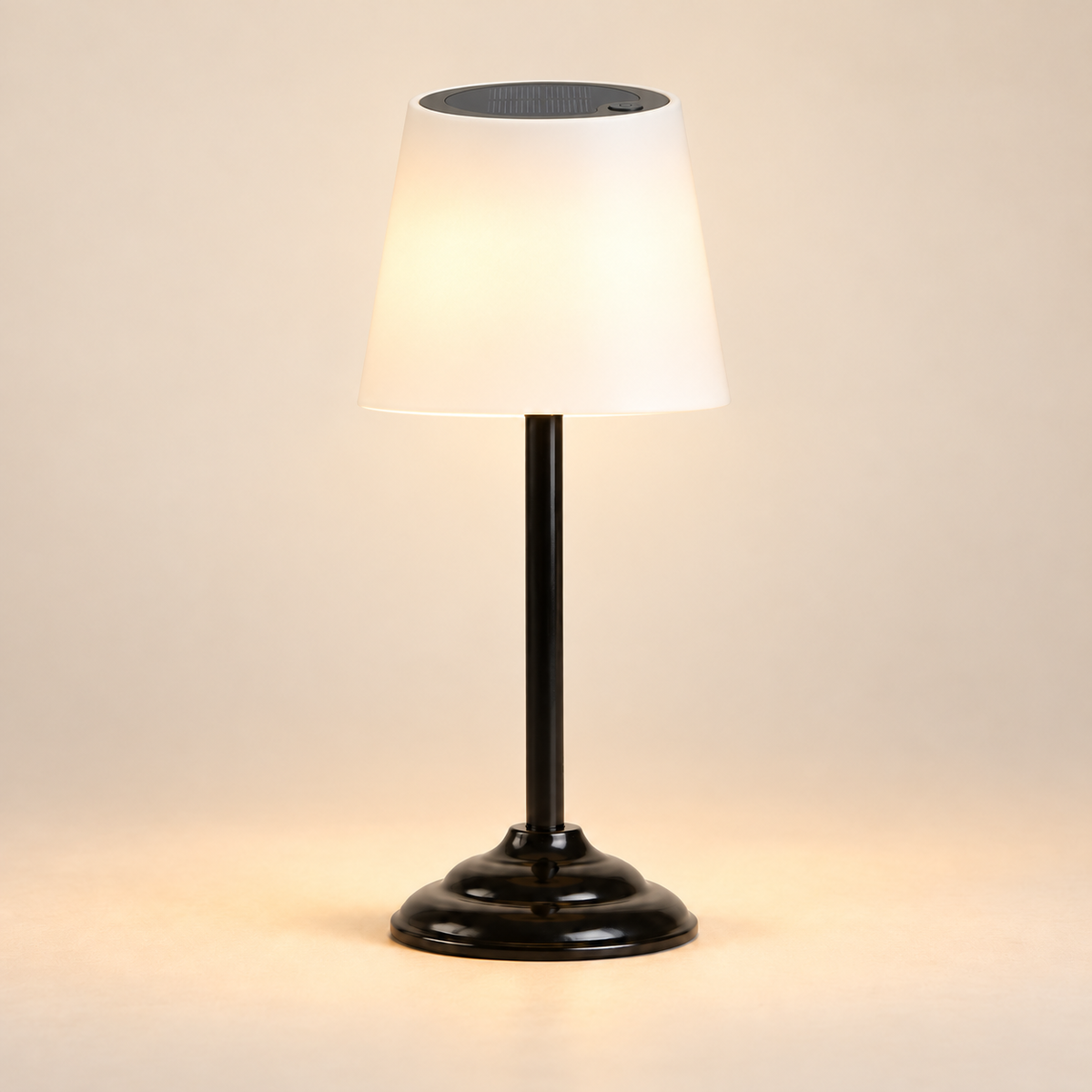 Solis rechargeable solar table lamp, white and black