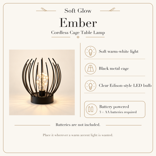 Ember Cordless Cage Table Lamp — product details