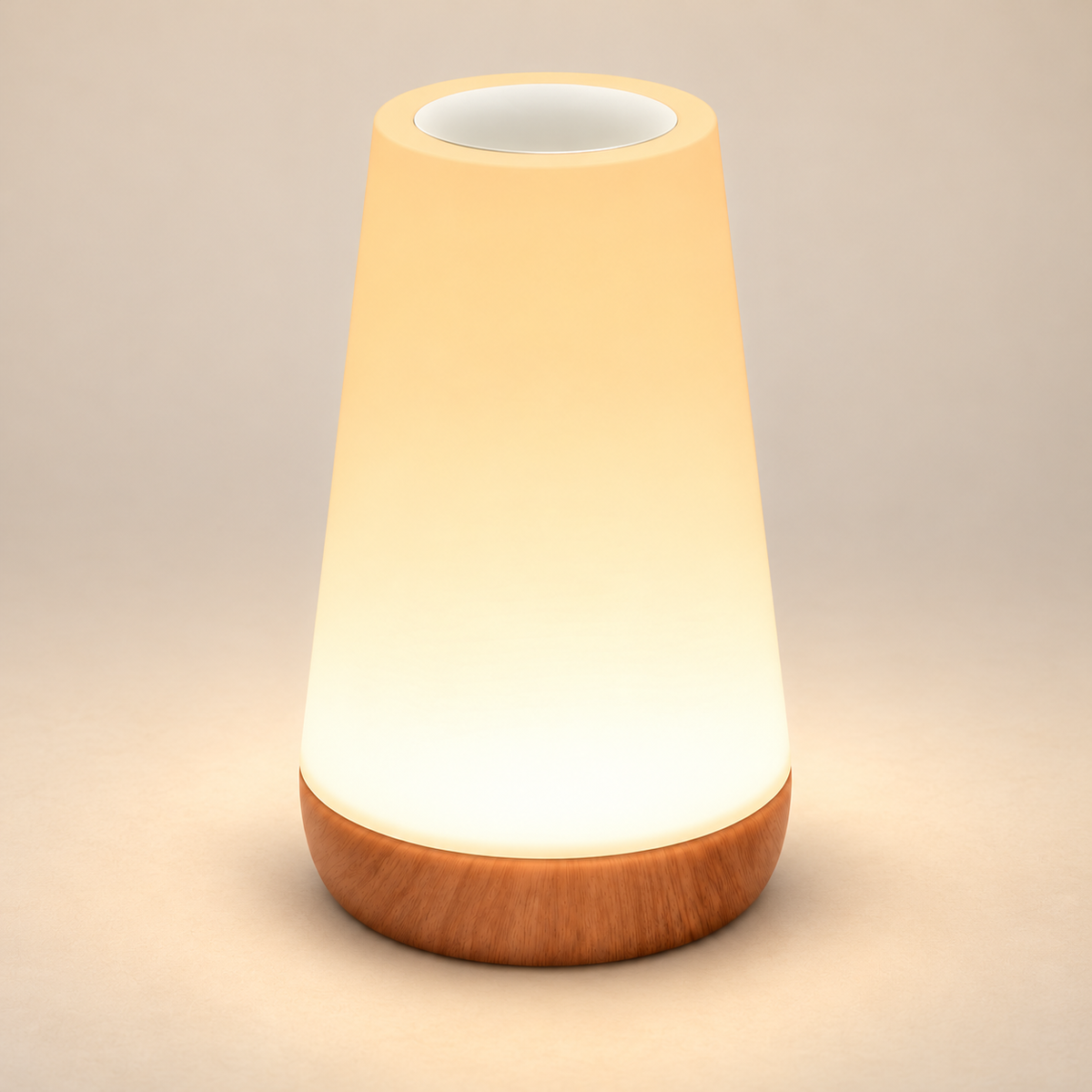 Mira table lamp viewed from above, showing the recessed circular top