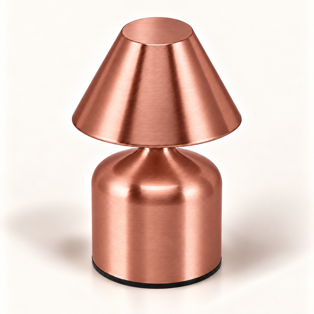 Elara Rechargeable Touch Table Lamp in Rose Gold, angled top view