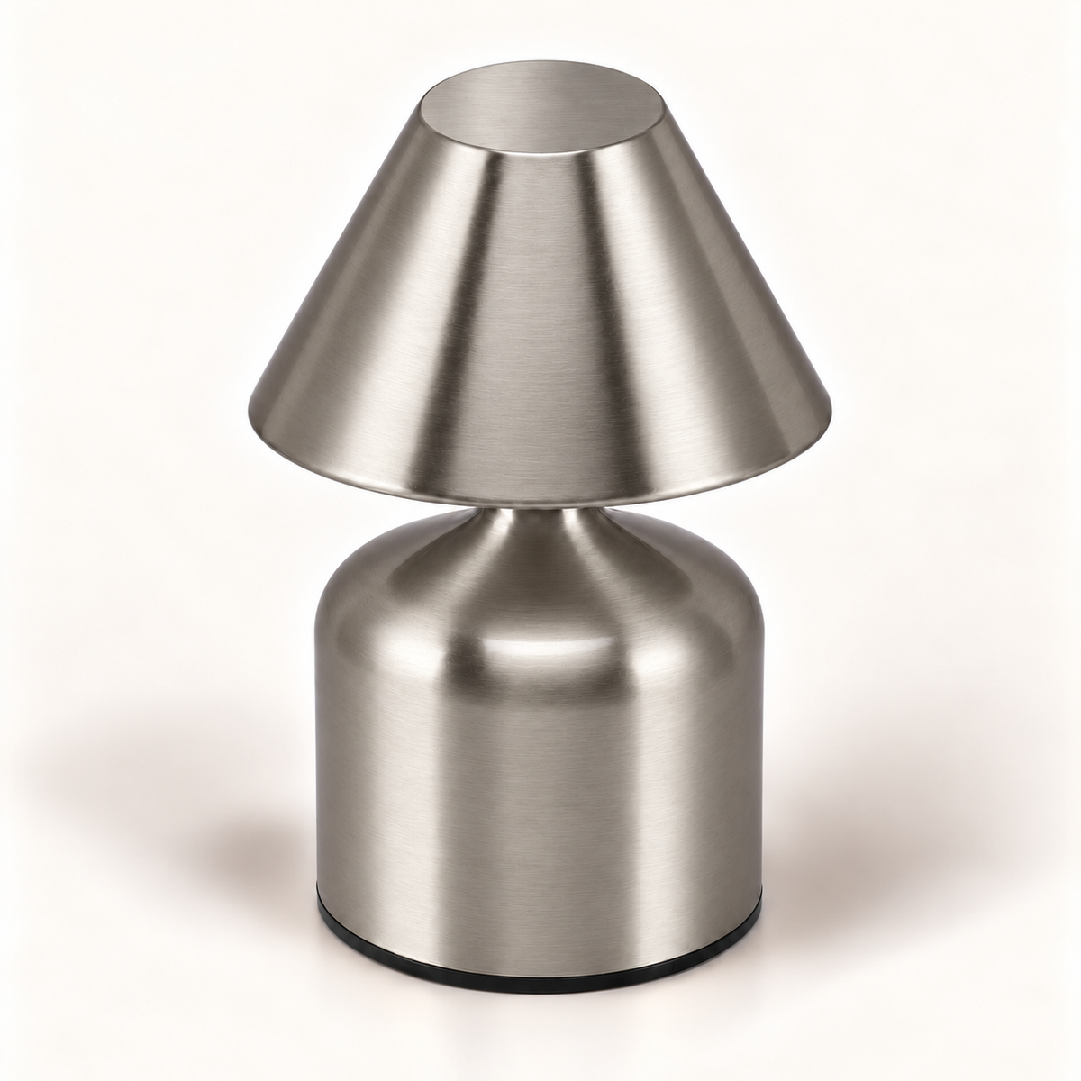 Elara Rechargeable Touch Table Lamp in Silver, angled top view