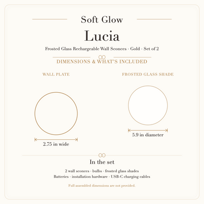 Lucia wall sconces component dimensions and included items