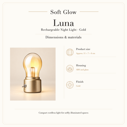 Luna Gold night light dimensions and materials