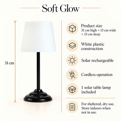 Solis lamp dimensions, materials, solar power and sheltered dry-use guidance