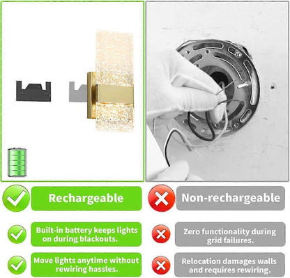 Aurelia Rechargeable Wall Sconces – Brass Gold, Set of 2