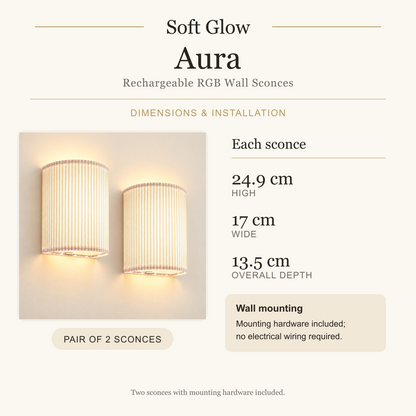 Aura wall sconce dimensions, materials and installation details