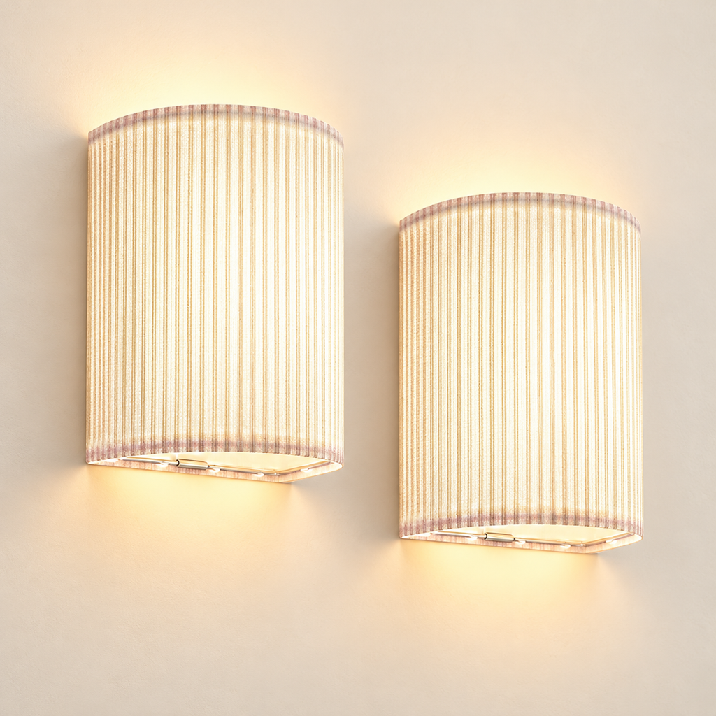 Aura rechargeable RGB wall sconces, set of two, on a warm ivory background