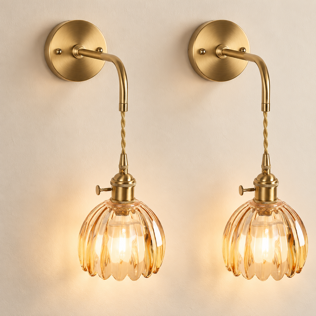 Camille amber glass rechargeable wall sconces — hero