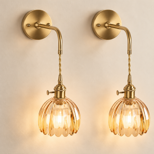 Camille amber glass rechargeable wall sconces — hero