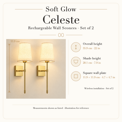Celeste rechargeable wall sconces dimensions and installation