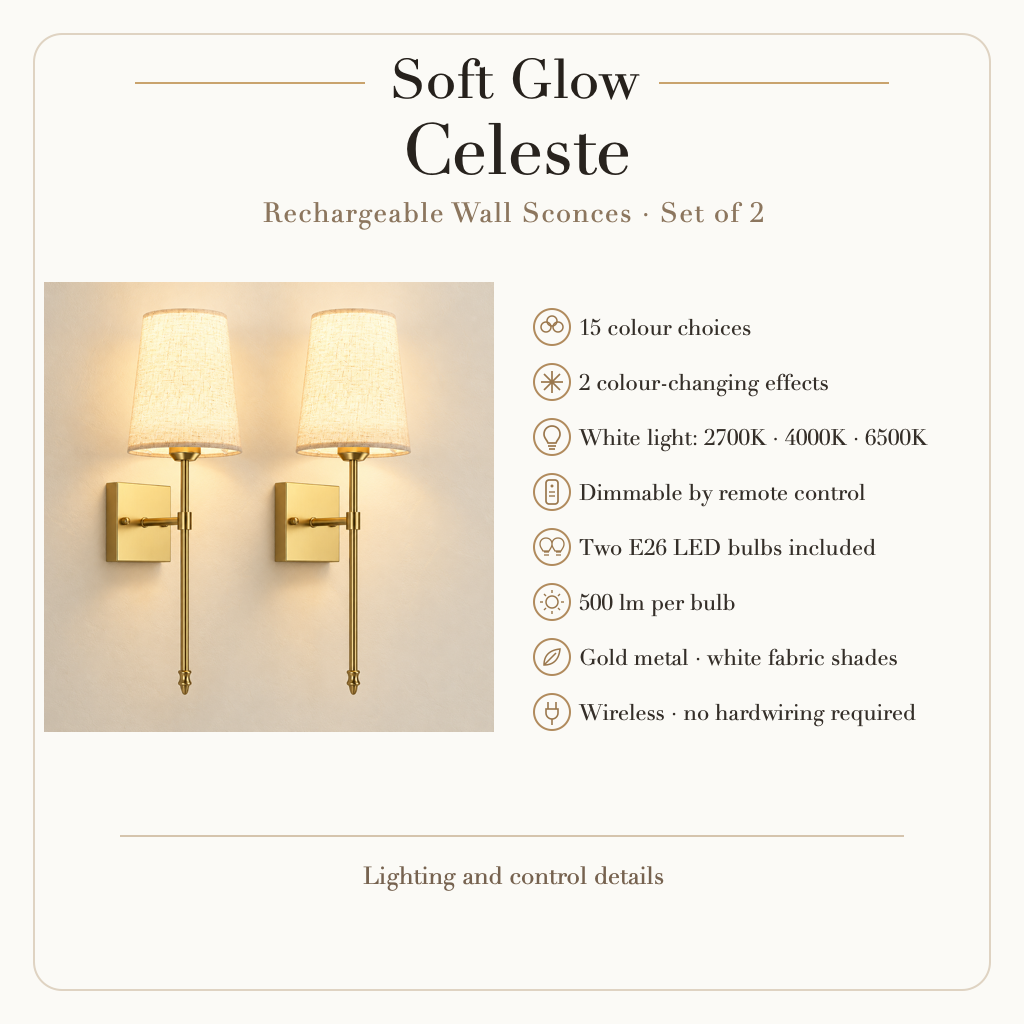 Celeste wall sconces lighting modes and features