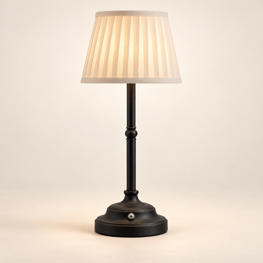 Elodie Rechargeable Table Lamp in black and white