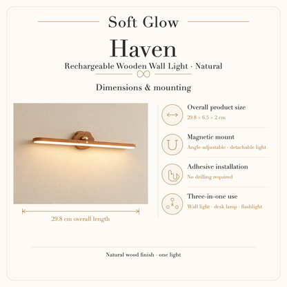 Haven Natural dimensions, adjustable magnetic mount, adhesive installation and three-in-one use