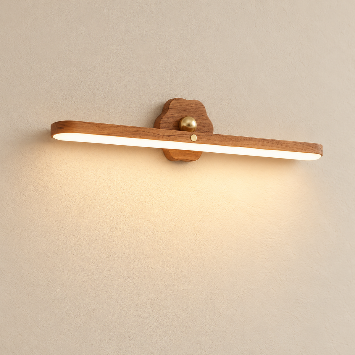 Haven Natural rechargeable wooden wall light, clean studio image