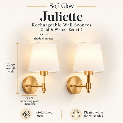 Juliette sconce dimensions and materials: 33 centimetres high, 22 centimetre shade and 9 centimetre wall plate