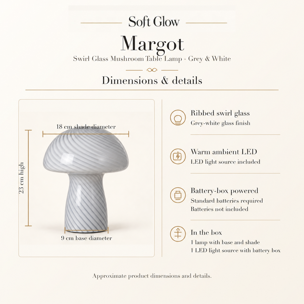 Margot grey white dimensions and product details