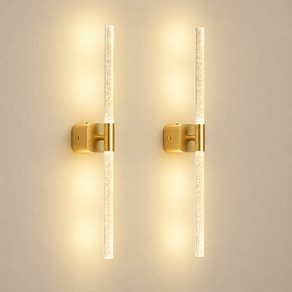 Orion brushed-gold rechargeable wall sconces, pair, studio view
