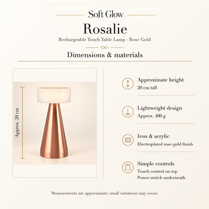 Rosalie dimensions, materials, approximate weight and controls
